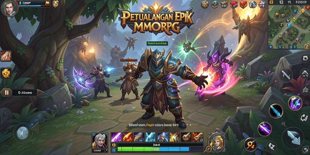 Screenshot menunjukkan pertempuran epik dalam dunia MMORPG IDRRP.