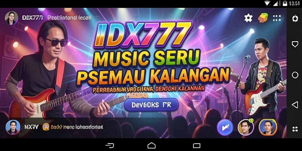 Tampilan permainan musik yang interaktif dan penuh warna.