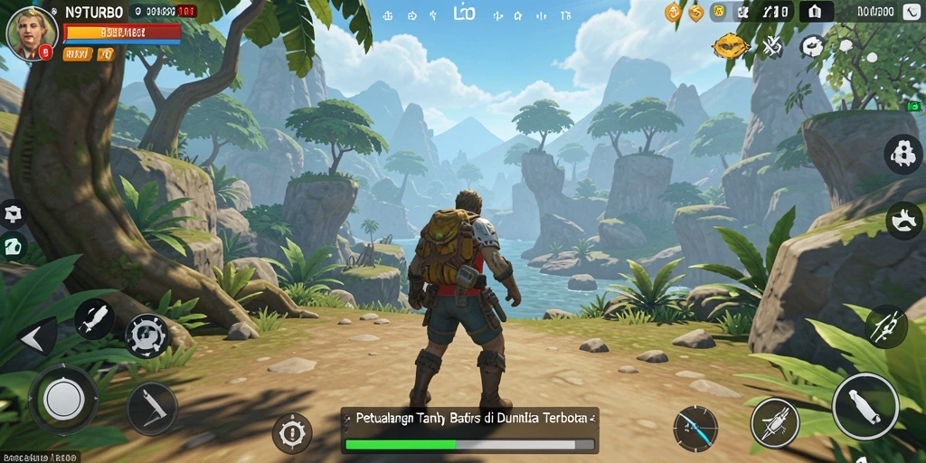 Screenshot N9TURBO menampilkan gameplay Open World yang mengesankan.