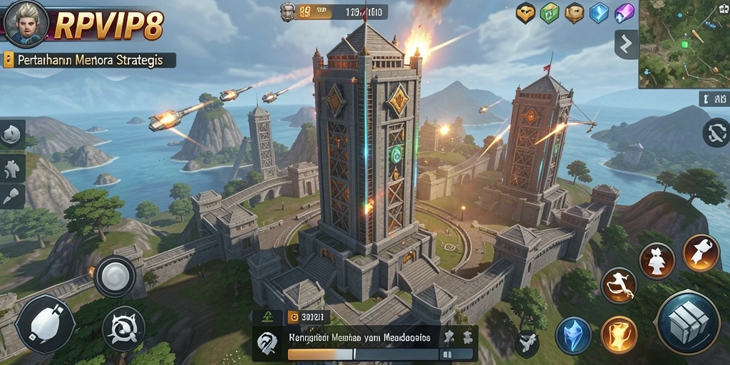 Gameplay mendebarkan dalam RPVIP8 dengan menara yang beragam.